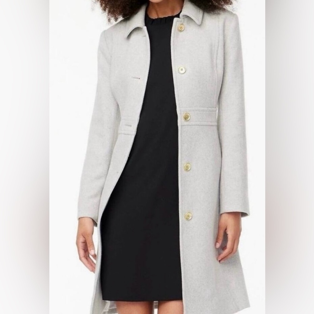 J. Crew Petite Wool-Blend Lady Day Coat Light Gray 6P